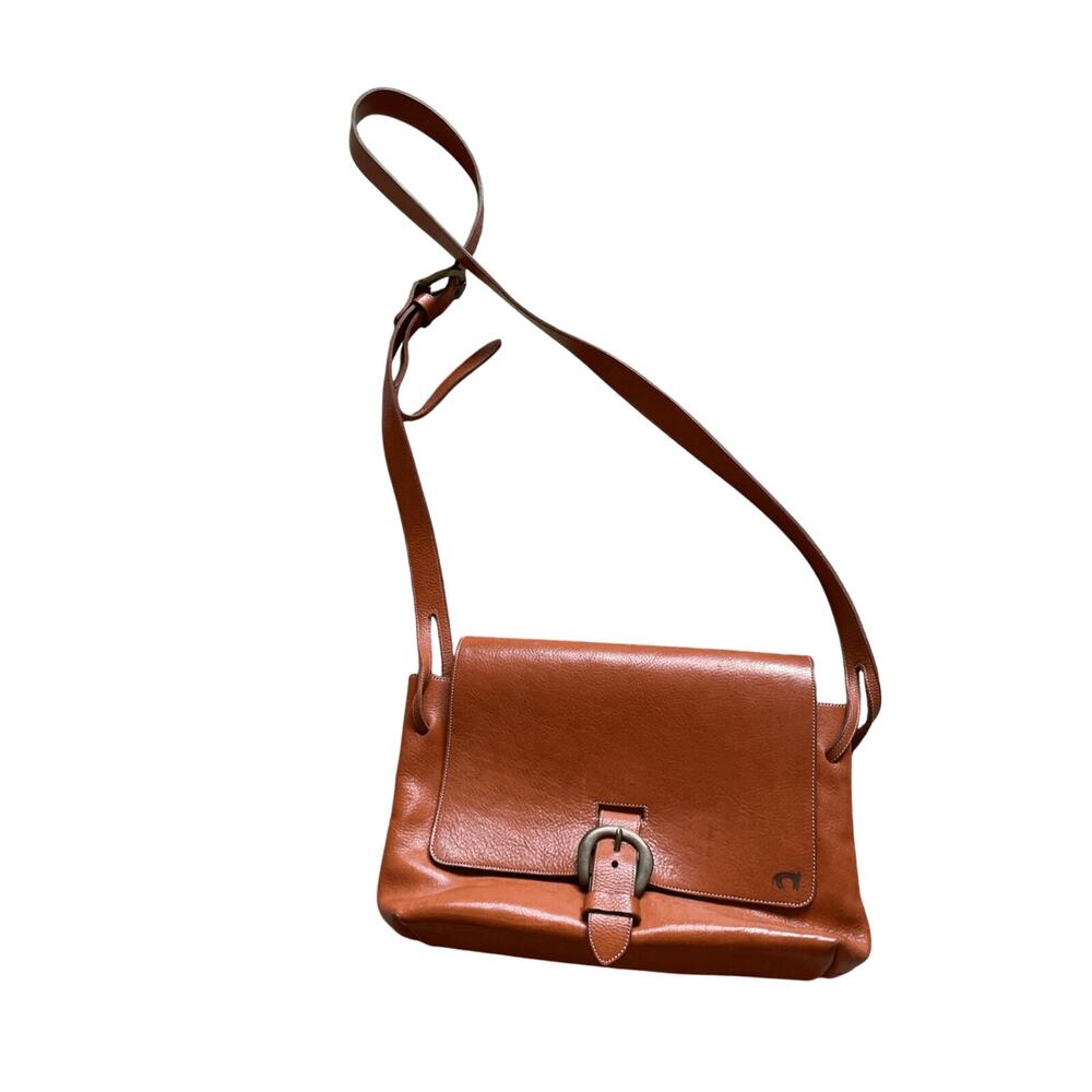 Women's Genuine Leather Suede Upper Front Belt Buckle Crossbody Granola Girl